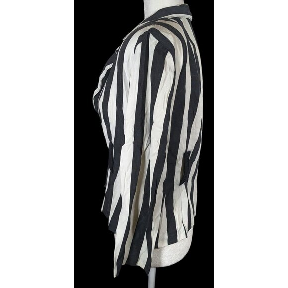 Vintage Workables by Francine Browner Black And White Striped Blazer - Picture 3 of 11